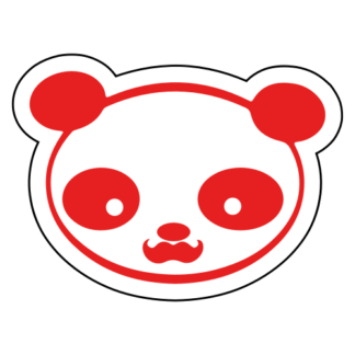 Young Panda Funny Moustache Sticker (Red)